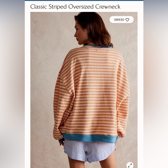 NWT Free People Classic Striped Oversized crewneck - Picture 2 of 4